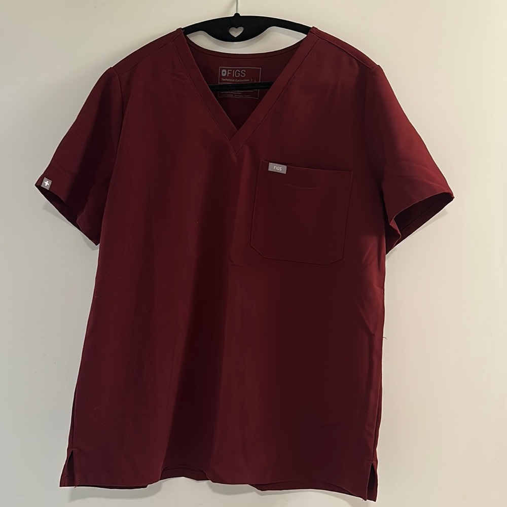 Figs Catarina One Pocket Burgundy Scrub Top